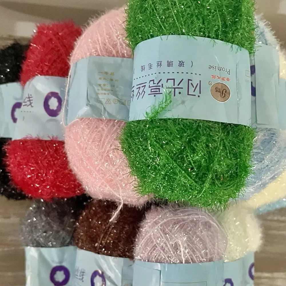 Lot of 19 Scrubby Sparkle Eyelash Yarn 50g Skeins Assorted Colors 100% Polyester